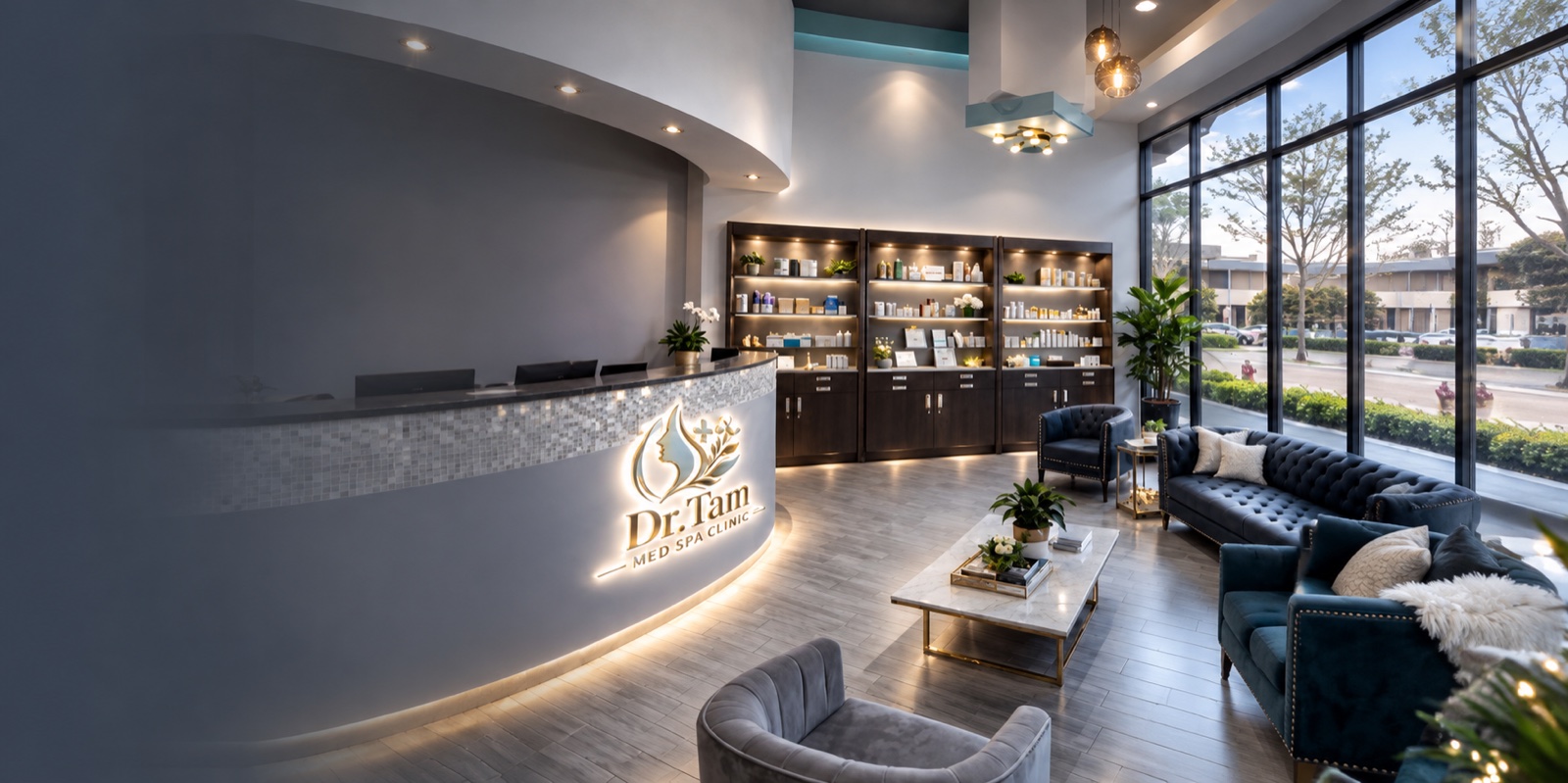 Reception area at Dr Tam Medical Spa Clinic in Garden Grove, California